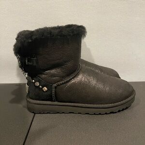 Ugg Mini Bailey Braid Swarovski Crystal Black Boots